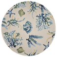 thumbnail image 1 of HomeRoots 354135 7 ft. 6 in. Round UV-Treated Polypropylene Ivory & Blue Area Rug, 1 of 1