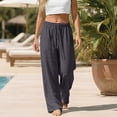 thumbnail image 7 of SELONE Wide Leg Pants Woman Summer Trousers Elastic Waist Drawstring High Waisted Pants with Pockets Outerwear 2XL, 7 of 7