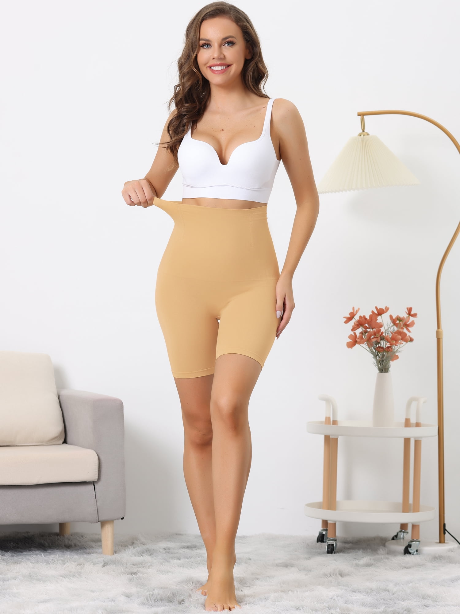 DARING DIVA Women's Tummy Control Breathable High Waist Shapewear Panties Beige X-Small