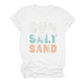 thumbnail image 4 of Sakmal Short Sleeve T Shirts for Women Hawaiian Beach Crew Neck Tropical Shirts White Vacation Outfits for Women, 4 of 5