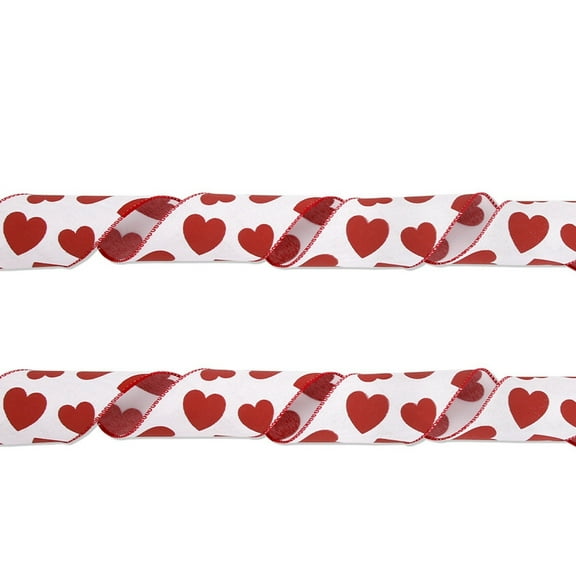 Heart Pattern Valentine's Day Love Ribbon - 2.5 Inch x 1 Yard Burlap Craft Ribbon for Gift Wrapping, Cake Decor, Floral Arrangements, Wreath Making & Party Supplies