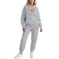 thumbnail image 2 of HOWPAY Sweatsuits Women 2 Piece Outfit Long Sleeve Bow Printed Valentines Hooded Pullovers Tops and Jogger Sweatpants Sets Lightweight Soft Lounge Sets Grey XXXL, 2 of 4