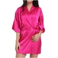 thumbnail image 2 of SELONE Bridesmaid Robes for Wedding Party Hot Pink Short Length Lightweight Solid 3/4 Sleeve Pajamas M, 2 of 6