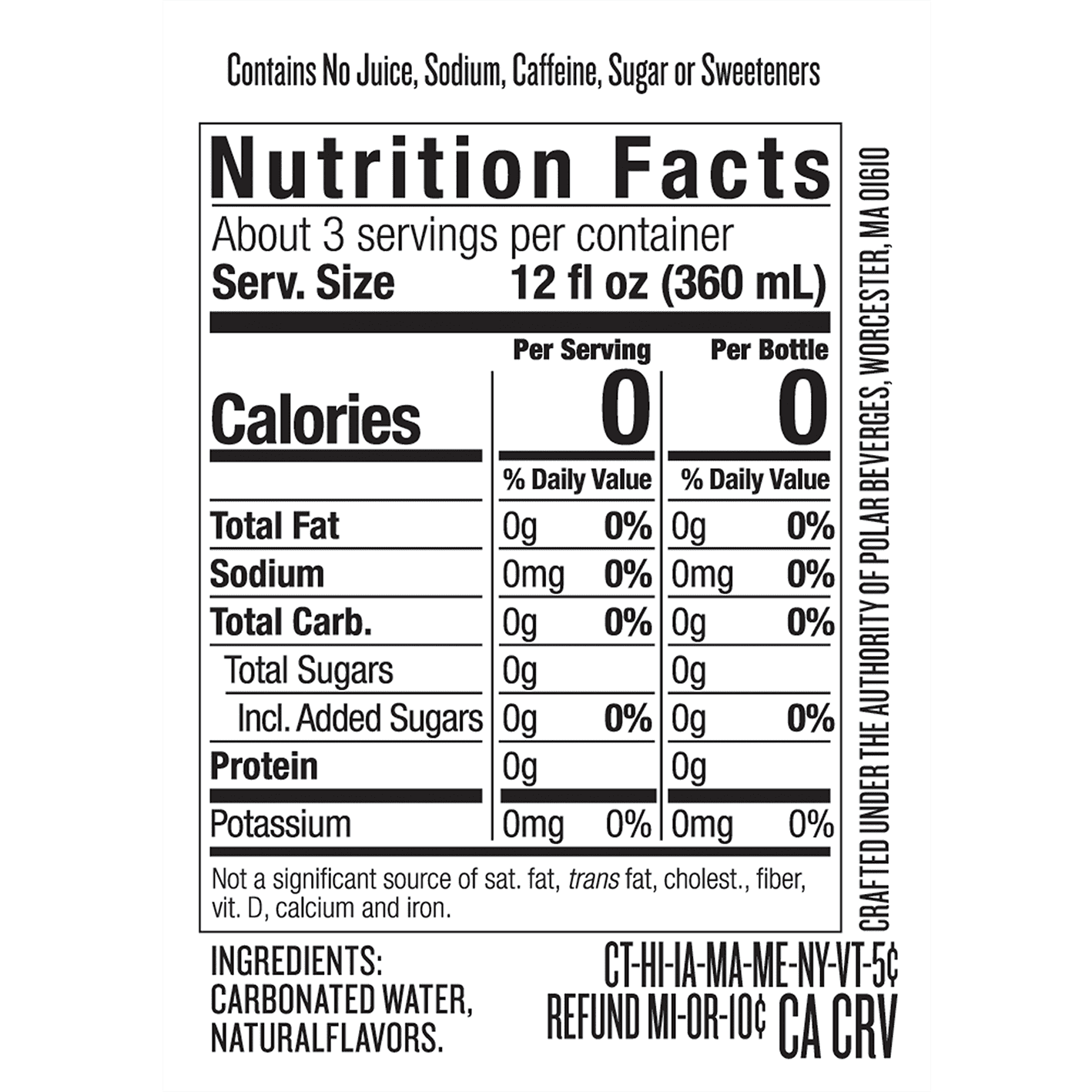 Polar Zero Calorie Raspberry Lime Sparkling Seltzer Water, 1 L, Bottle