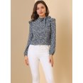 thumbnail image 2 of INSPIRE CHIC Women's Side Bow Tie Neck Long Sleeve Floral Ruffled Blouse, 2 of 6
