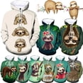 thumbnail image 2 of Sudadera con estampado 3D de animales divertidos y perezosos, linda sudadera con capucha Bradypod para hombres, ropa informal para mujeres, ropa de calle con capucha para niños, 2 of 4