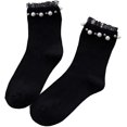 thumbnail image 1 of New,suitable Women Socks Cotton Cute Socks Ruffle Socks Lace Socks With Pearls Solid Color, 1 of 5