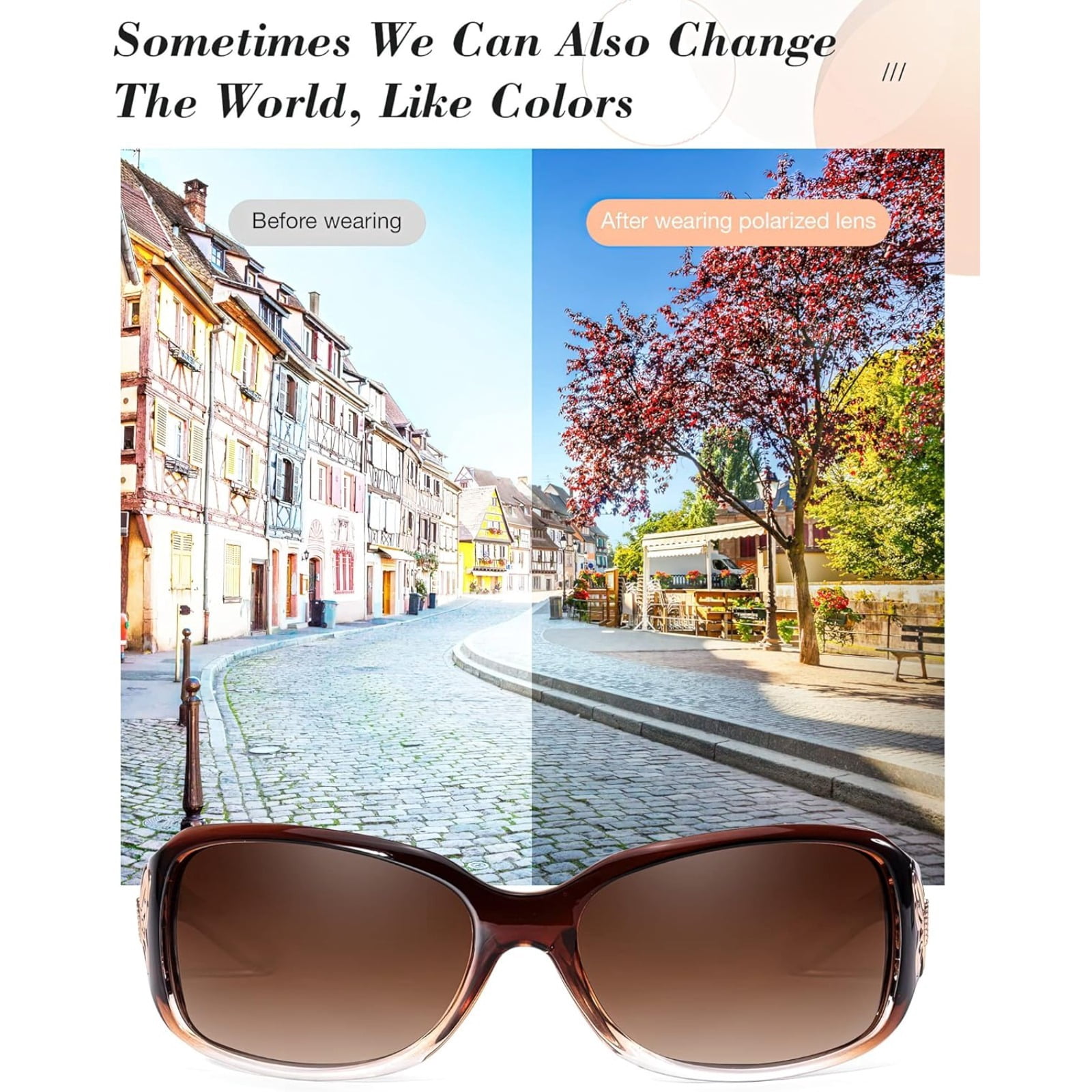 Polarized Sunglasses for Women with Wrap Around Butterfly Design, Trendy Jackie-O Style for UV400 Protection