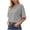 Gray, variant on Women's V Neck Button Front Ribbed Short Sleeve Slim Fit Casual Top
