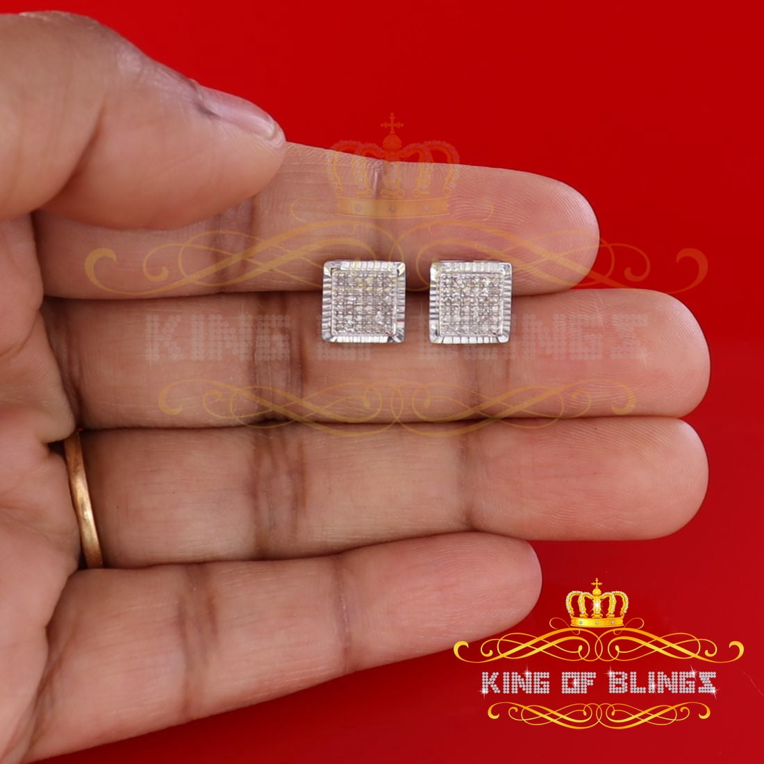 King of Bling's Aretes Para Hombre 925 White Silver 0.20ct Diamond Women,s & Men's Stud Earrings
