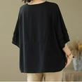 thumbnail image 4 of Womens Tops Fashionable Retro Embroidered Round Neck Five Quarter Sleeved Short Sleeved Blouse Plus Size Women Tops Summer Blouses for Women, 4 of 5