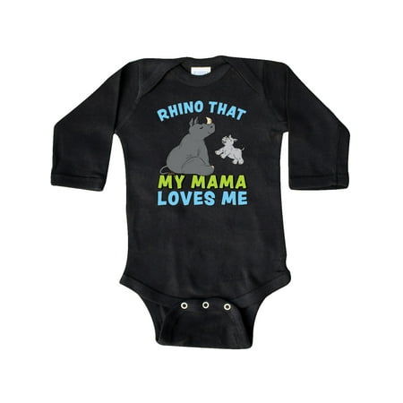 

Inktastic Rhino That My Mama Loves Me with Cute Rhinos Gift Baby Boy or Baby Girl Long Sleeve Bodysuit
