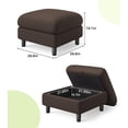 thumbnail image 3 of Welzona 26.7" Teddy Fabric Storage Ottoman, Square Footrest Bench with Hidden Compartment, Tool-Free Assembly, Coffee, 3 of 8