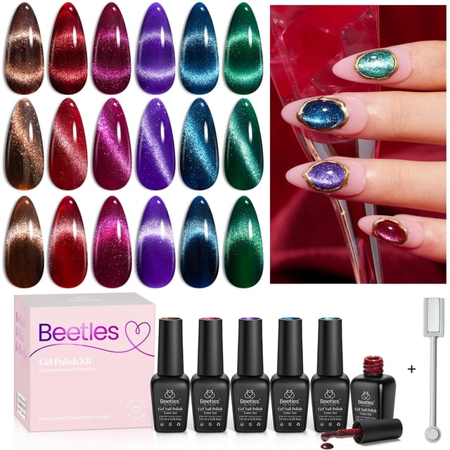 Set de esmaltes de uñas Beetles Cat Eye Christmas Gel 6 colores 2024
