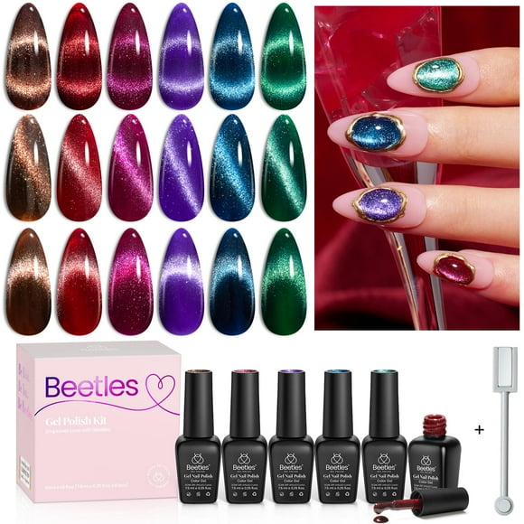 Set de esmaltes de uñas Beetles Cat Eye Christmas Gel 6 colores 2024