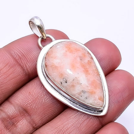 Golden Sunstone -Madagascar Designer Handmade 925 Sterling Silver Pendant 1.76", Orange Golden Sunstone Pendant P_8054_320_45
