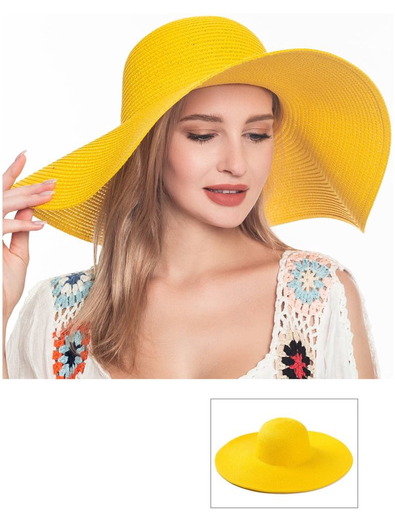 Mustard Large Floppy Beach Sun Hat Giant Floppy Straw Hat ｜Wide Brim Designer Sunhat｜Eric  main image 2