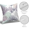 thumbnail image 3 of Ocean Coral Pillow Covers 18x18 Inch Nautical Coastal Throw Pillows Set of 2 Beach Seashell Starfish Pillow Case Soft Cotton Square Cushion Covers for Home Couch Sofa Patio Bedroom, Purple, 3 of 6