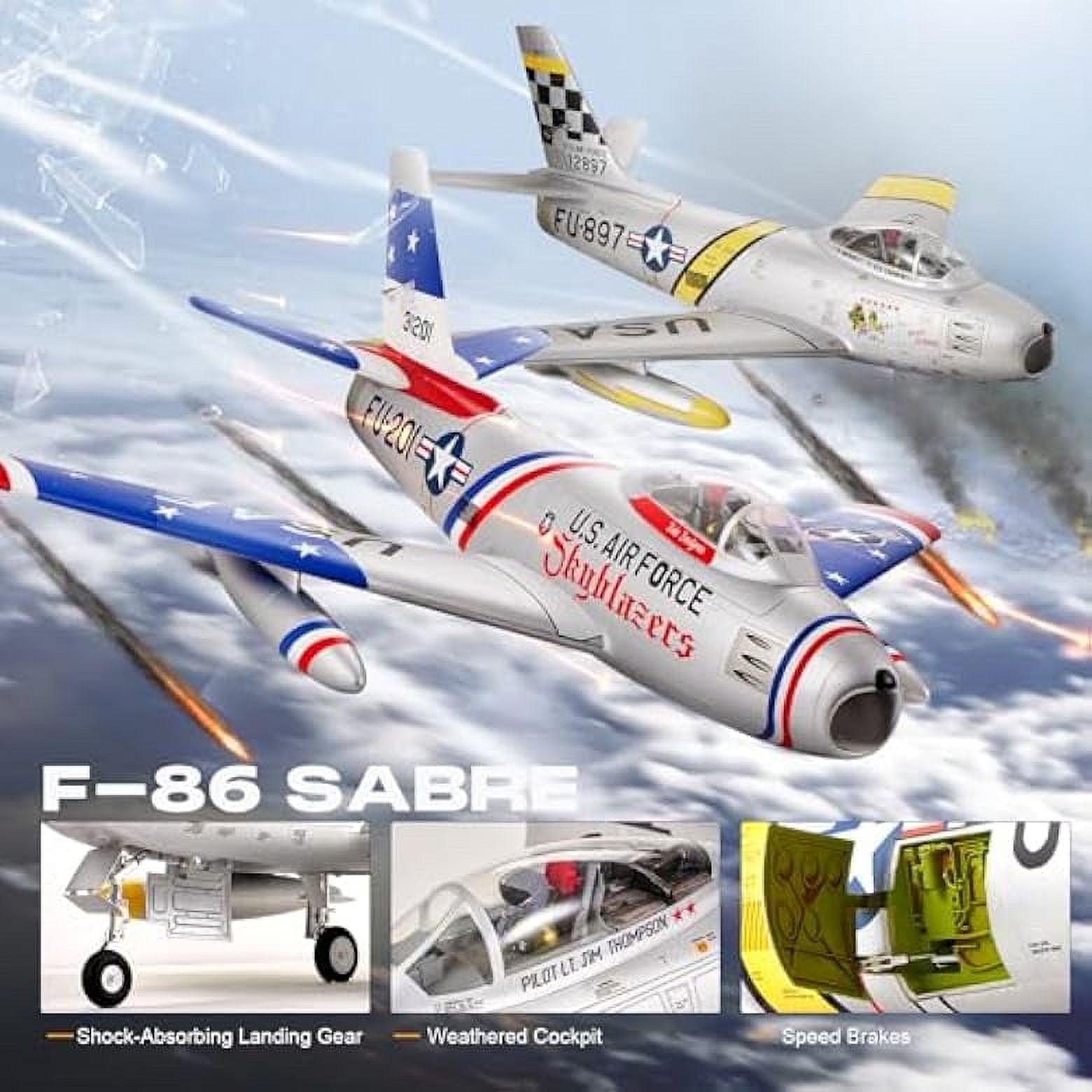 FMS Rc Planes for Adults Remote Control Airplane F-86 The Huff RC Airplane 6CH 80mm Hobby Rc Airplanes PNP (No Radio, Battery, Charger)