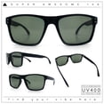 thumbnail image 2 of Mens Tempered Glass Lens Rectangle Sport Horn Rim Plastic Sunglasses Matte Black - Green, 2 of 8
