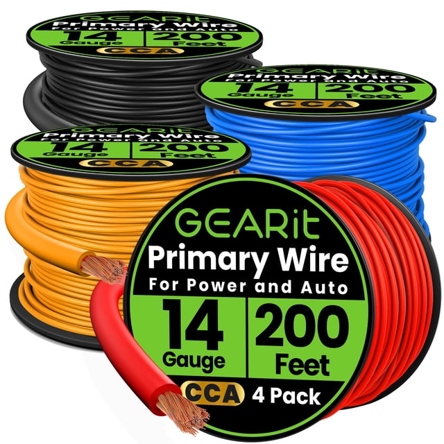 Kit de cable GEARit 14 AWG CCA de 800 pies, 4 colores, automotriz