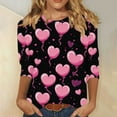 thumbnail image 6 of Xdegoge Cute Heart Shirts for Women 3/4 Sleeve Tops Holiday Valentine Tshirts Crew Neck Fashion T Shirt Dressy Casual Blouses Going Out Outfits, 6 of 6