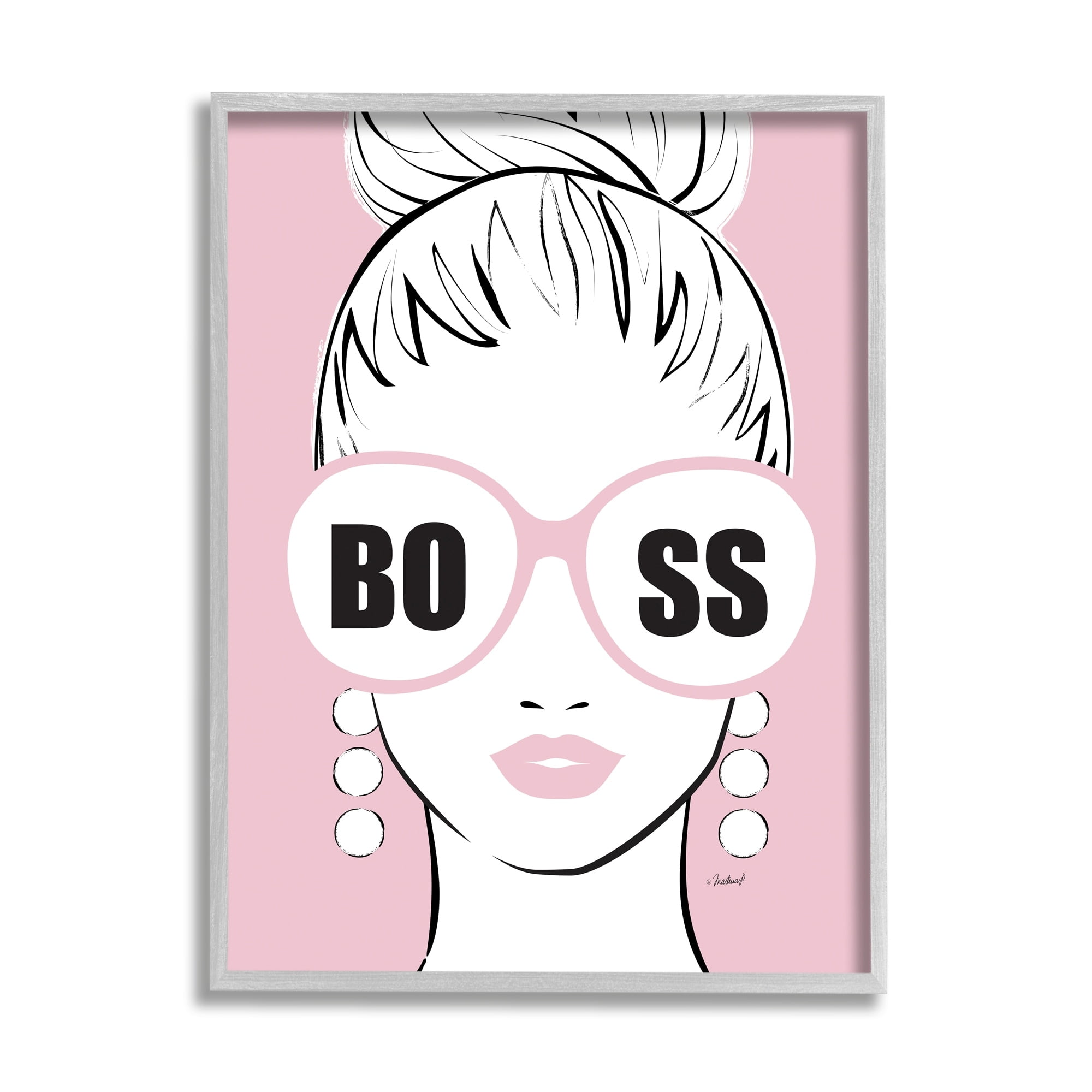 Boss Phrase Sunglasses Glam Female Pink Fashion 11 in x 14 in Framed Painting Art Prints, by Stupell Home Décor