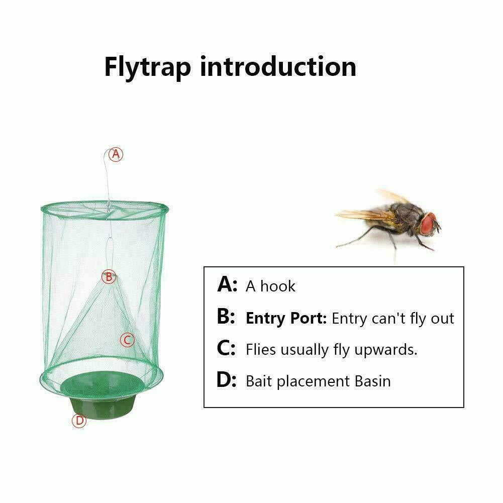 20 Pack Reusable Ranch Fly Catcher Killer Cage Net Trap Insert Bug Pest Hanging Catcher