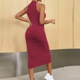 thumbnail image 4 of LEKWK Bodycon Dresses for Women Sleeveless Halter Neck Midi Dress Ribbed Knit Summer Dresses Slim Fit Tank Dress Party Club Night out Cocktail Wear, 4 of 6