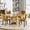 Table and 4 Gold Chairs, variant on Round Farmhouse Dining Table Set for 4, 47" Circle Black Wooden Kitchen Table with 4 Beige Velvet Upholstered Dining Chairs, Wooden Kitchen and Dining Room Table Set for Dining Room