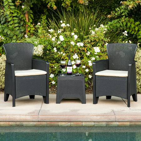 Best Choice Products 3-Piece Weather-Resistant Resin Patio Bistro Conversation Furniture Set w/ Side Table, 2 (Best Price Cast Aluminum Patio Furniture)