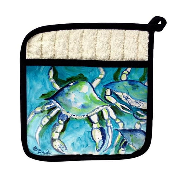 Betsy Drake PT1134 White Crabs Pot Holder