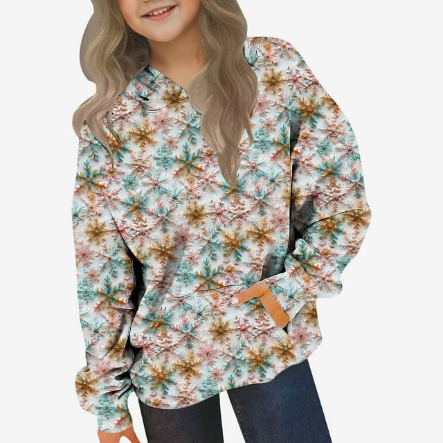 Sudadera con capucha para niñas y niños, sudadera de manga larga con cuello redondo y estampado de moda, jersey con bolsillo, sudadera de poliéster para niñas