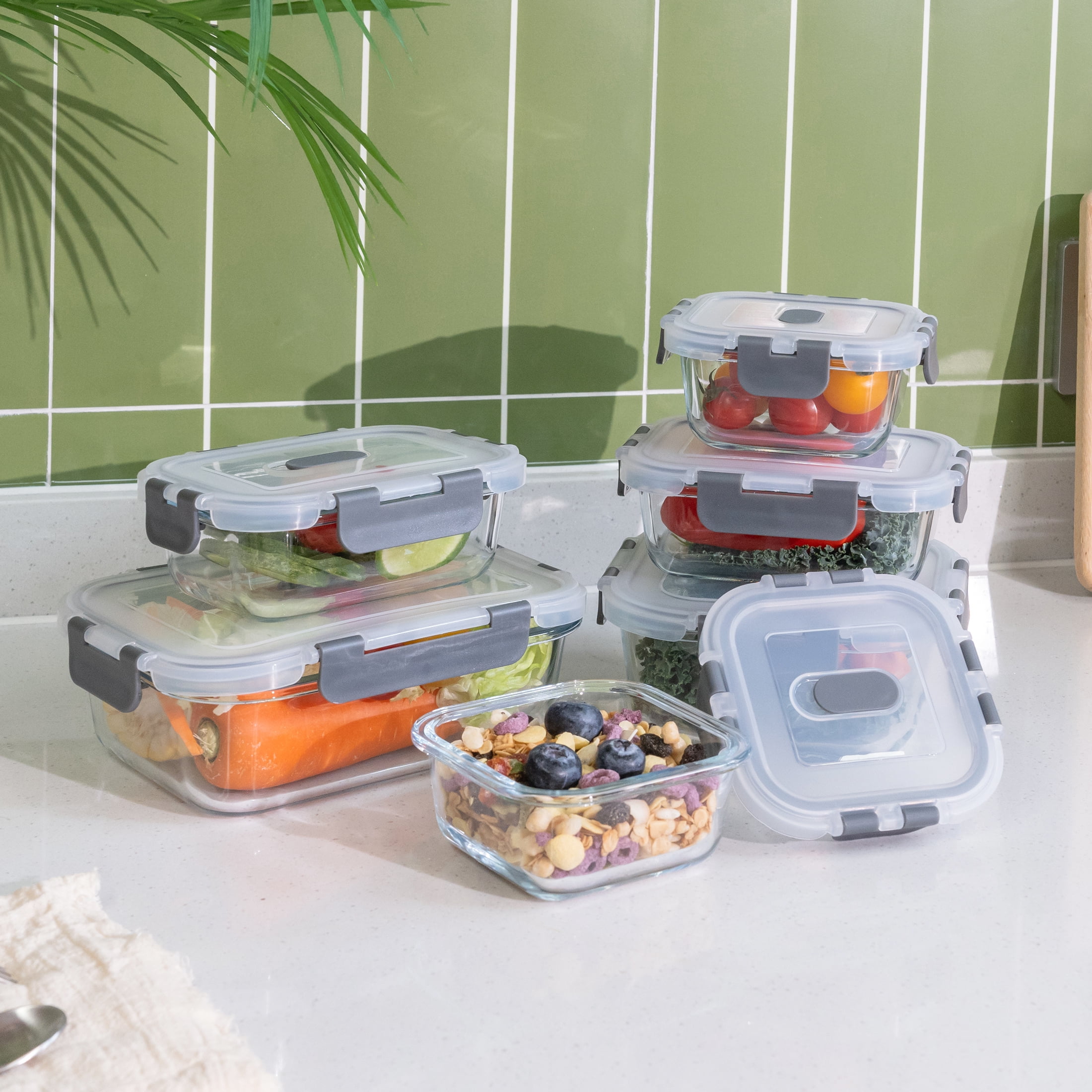 Mainstays 12 PCS Set récipient de stockage de nourriture en verre mélangé