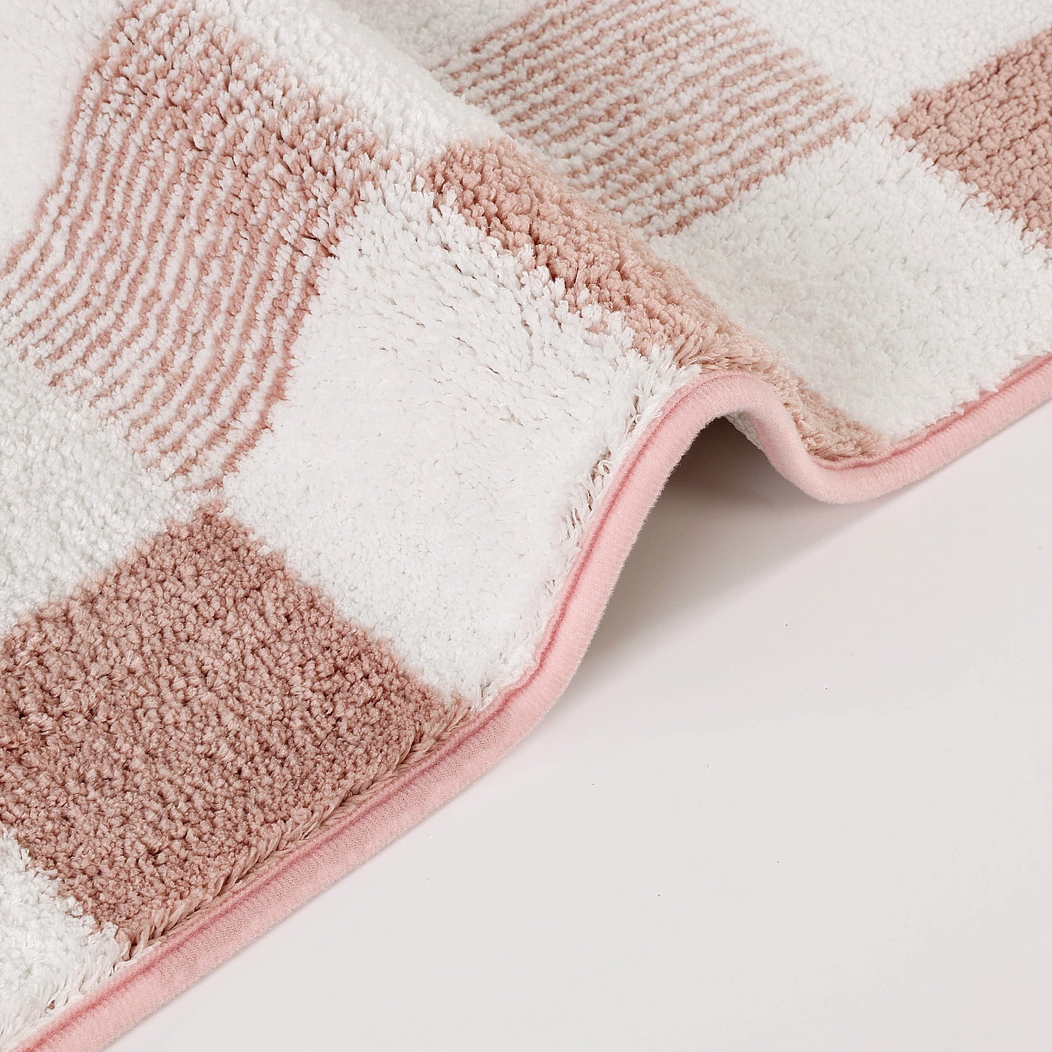 Bathroom Rugs, Yamaziot Checkered Bath Rugs Set 3, Non Slip Absorbent Bathroom Runner with Toilet Cover Mat, Washable Extra Soft Microfiber Floor Carpet