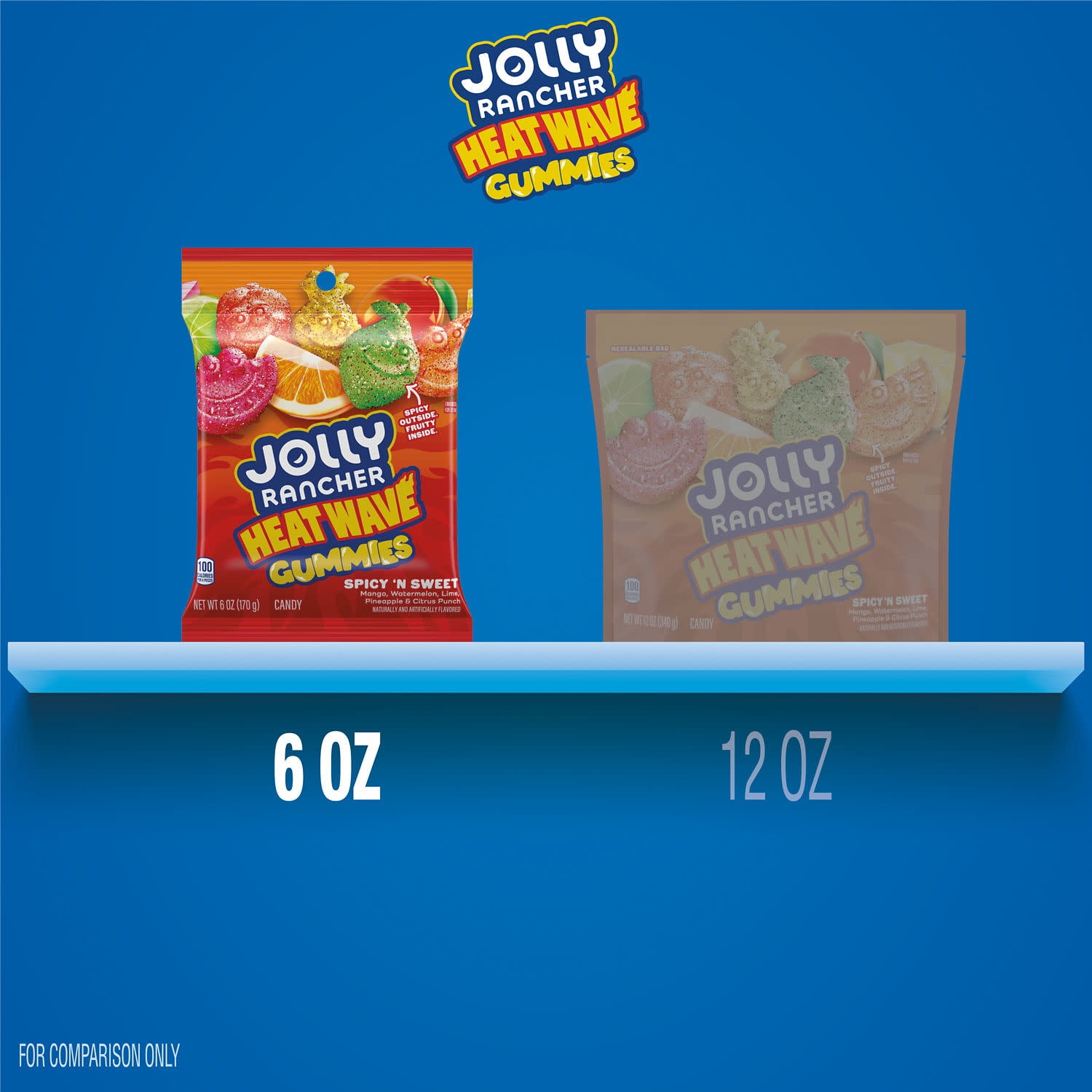 JOLLY RANCHER Heat Wave Gummies Spicy ‘n Sweet Assorted Fruit Flavored Candy Bag, 6 oz
