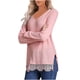 thumbnail image 1 of Mujeres Casual Color sólido Encaje Empalme Cuello redondo Manga larga Blusa delgada Camiseta Tops Pompotops gfhjh10058, 1 of 5