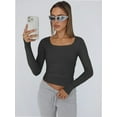 thumbnail image 2 of Long Sleeve Shirts for Women Scoop Neck Baselayer Casual Tops for Lady, 2 of 6