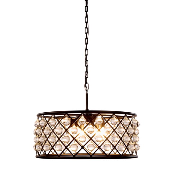 1213 Madison Collection Pendant Lamp D:25in H:10.5in Lt:6 Mocha Brown Finish Royal Cut Crystal (Clear)