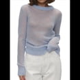 thumbnail image 1 of Suéter Básico de Cuello Redondo para Mujer, Jersey de Larga y Cuello Redondo. Azul L, 1 of 10