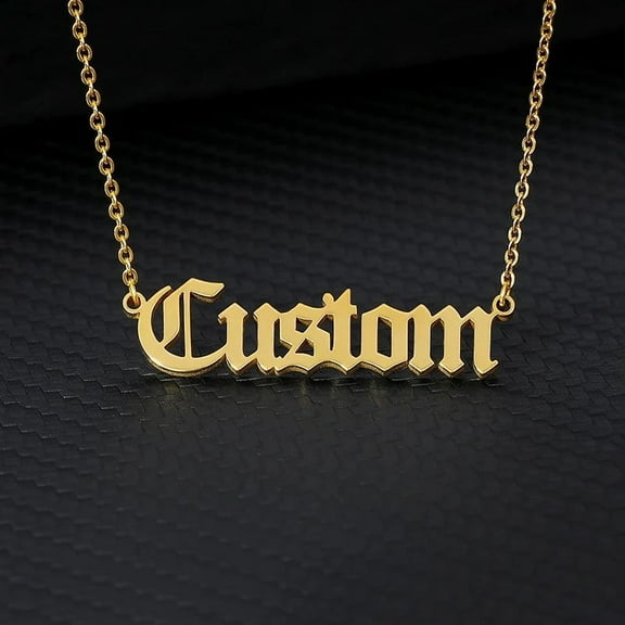 Old English Custom Name Necklaces For Women Men 14K Yellow Gold Customized Necklace Pendant Personalized Goth Neck Chain Jewelry