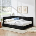 thumbnail image 3 of Harper & Bright Designs Full Size Upholstered Daybed Frame with Backrest and Armrests, Modern L Shaped Corner Bed for Bedroom Living Room, Black, 3 of 10