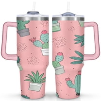40 OZ Cactus Coffee Cup Gifts for Women Men Birthday Travel Cup Gifts for Daughter Mom Best Friend Travelers Insulated Stainless Steel Cup with Handle