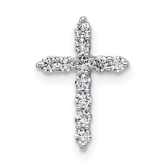 14k White Gold 1/4 carat Lab Grown Diamond VS/SI  G  Cross Chain Slide Pendant