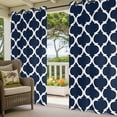 thumbnail image 2 of Outdoor Curtains for Patio Waterproof Geometric Morocco Pattern Indoor/Outdoor Curtain Tiebacks Navy Blue Abstract Privacy Sun Block Grommet Drapes for Pergolas Gazebo Porch 2 Panel 54x108 Inch, 2 of 9