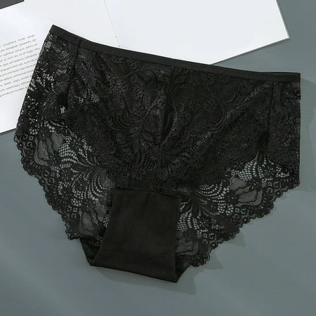 BYHONG Women s Lace Sexy Hollow Underwear Back Waist Lace Mid High Waist Hollow Breathable Widened Belt Belly Briefs Panties Panties for Women Black XXXL