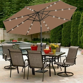 Yescom 9ft Led Lighted Patio Market Umbrella Outdoor Solar Powered Table Umbrella 8 Ribs 32 Lights Uv30 Walmart Com Walmart Com