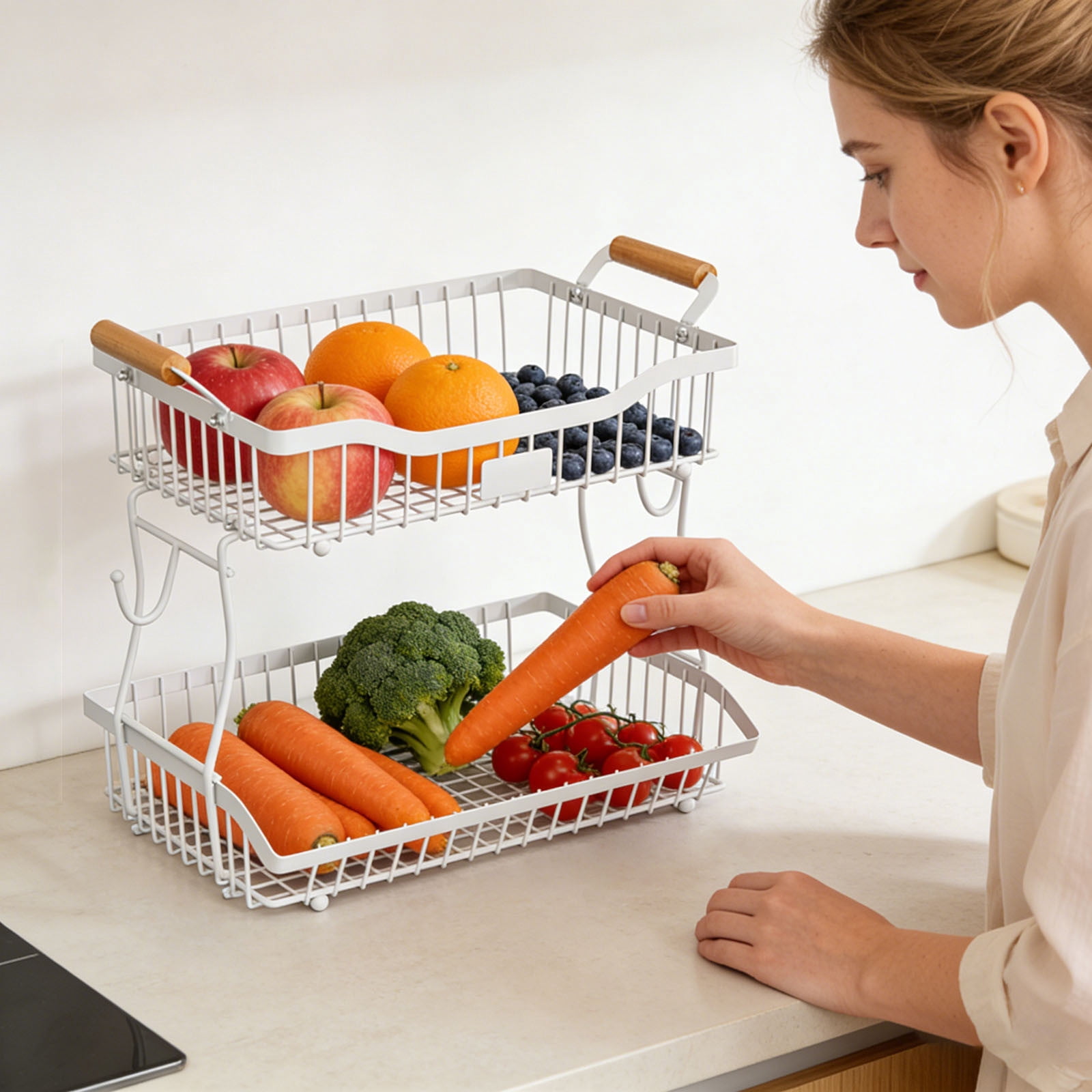 Sturdy Metal Countertop Organizer for Kitchen Pantry Display and Efficient Food Storage Rack
