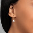thumbnail image 5 of Gem Stone King 14K Yellow Gold Cultured Freshwater Pearl Earrings for Women 7MM White Round Shape Dangling | Fine Jewelry for Her Mom Women Wife, 5 of 5