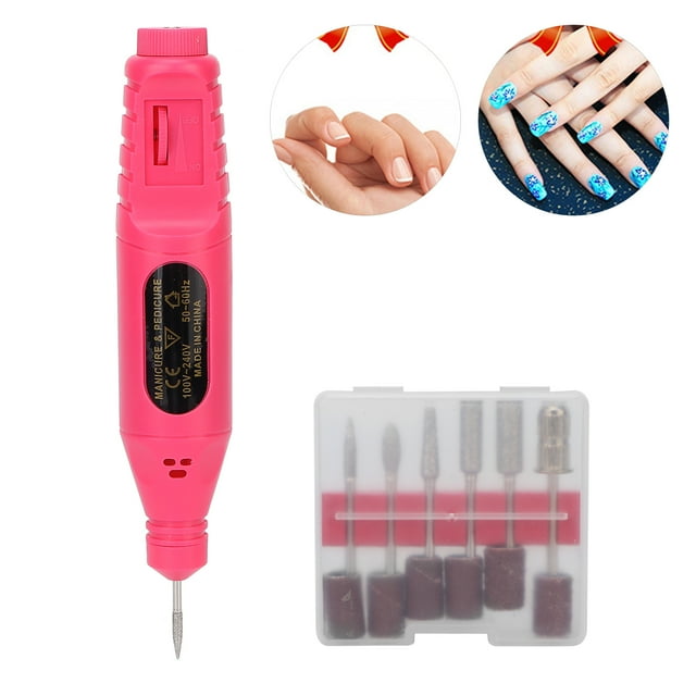 Ensemble de Lime à Ongles Électrique, Machine à Percer les Ongles Compacte Portable Stable Durable pour Artistes des Ongles pour Salon de Manucure pour Usage Domestique Rose Rouge, Rose, Noir